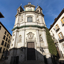 MADRID, SPAIN - JANUARY 23, 2018: Amazing view of Basilica of San Miguel in City of Madrid, Spain