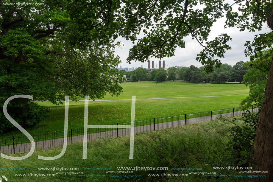 LONDON, ENGLAND - JUNE 17, 2016: Amazing Panorama from Greenwich, London, England, United Kingdom