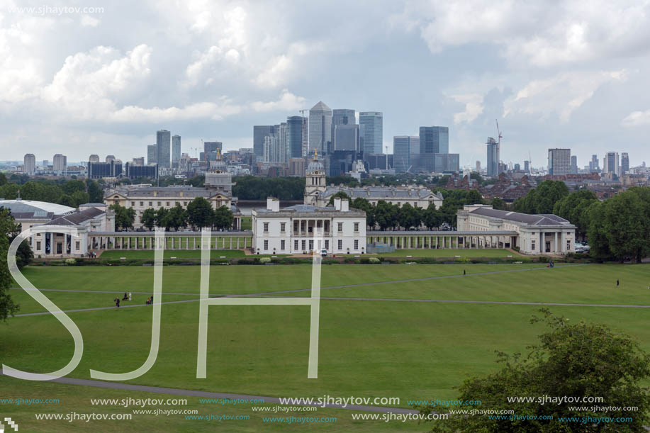 LONDON, ENGLAND - JUNE 17, 2016: Amazing Panorama from Greenwich, London, England, United Kingdom