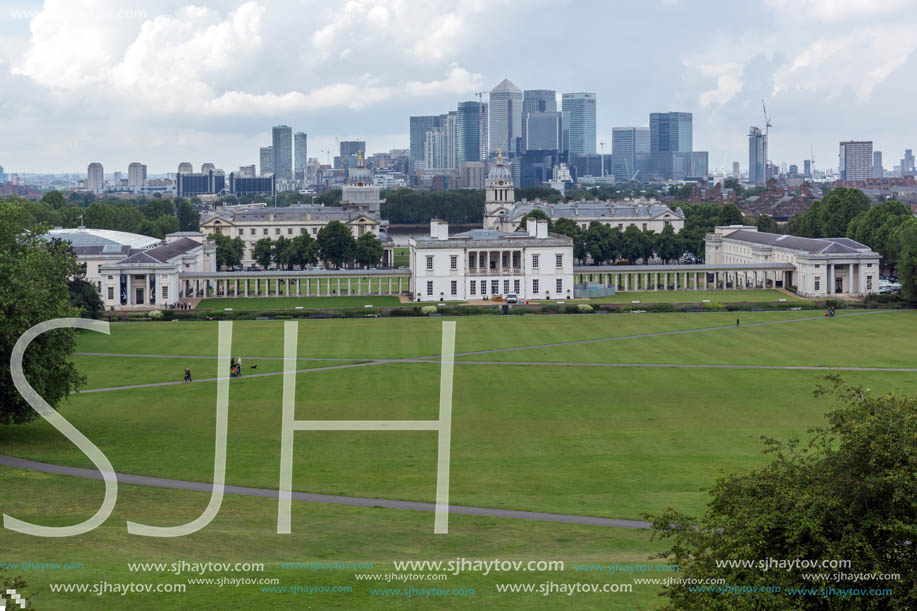 LONDON, ENGLAND - JUNE 17, 2016: Amazing Panorama from Greenwich, London, England, United Kingdom