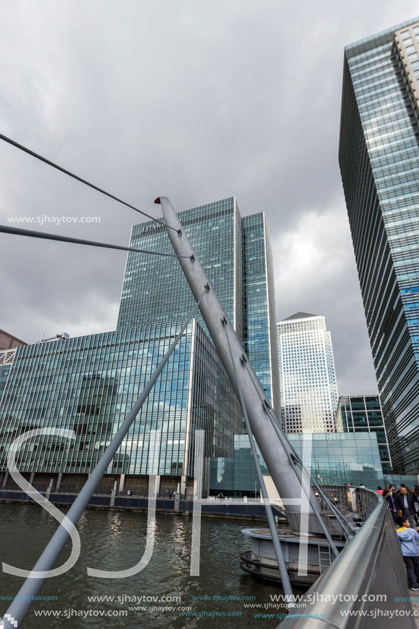 LONDON, ENGLAND - JUNE 17, 2016: Business building and skyscraper in Canary Wharf, London, England, Great Britain