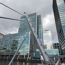 LONDON, ENGLAND - JUNE 17, 2016: Business building and skyscraper in Canary Wharf, London, England, Great Britain