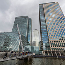LONDON, ENGLAND - JUNE 17, 2016: Business building and skyscraper in Canary Wharf, London, England, Great Britain