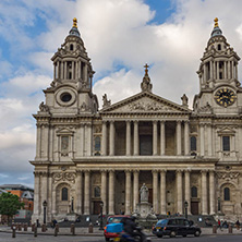 LONDON, ENGLAND - JUNE 17, 2016: Amazing sunset view of St. Paul Cathedral in London, Great Britain