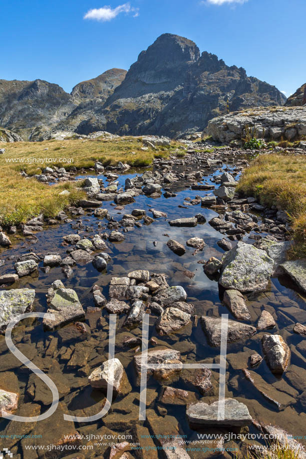 Amazing landscape of Orlovets peak and mountain river, Rila Mountain, Bulgaria