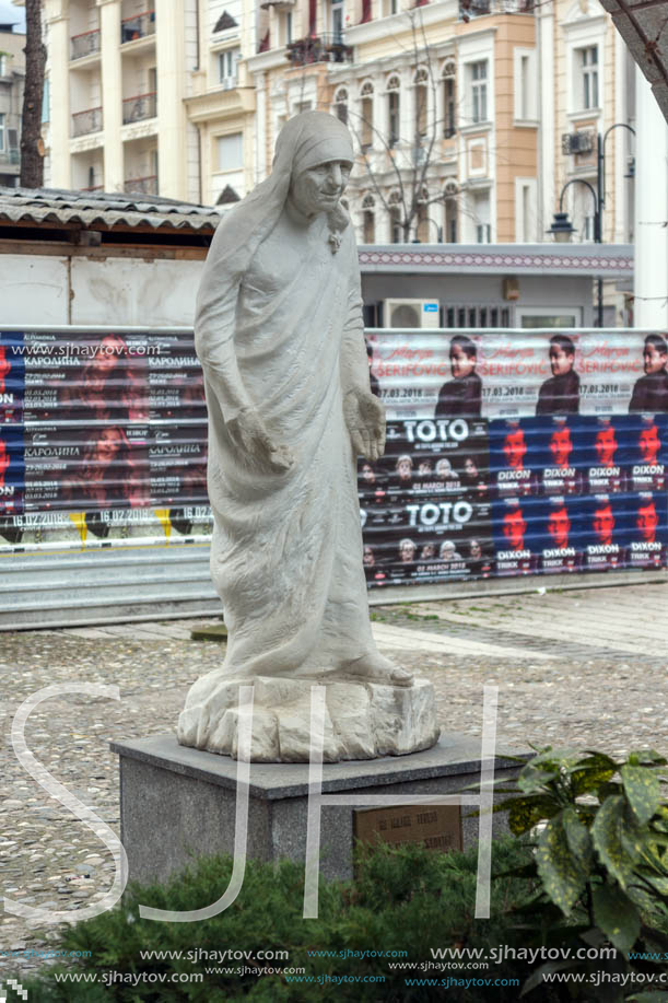 SKOPJE, REPUBLIC OF MACEDONIA - FEBRUARY 24, 2018:  Memorial House Mother Teresa in city of Skopje, Republic of Macedonia