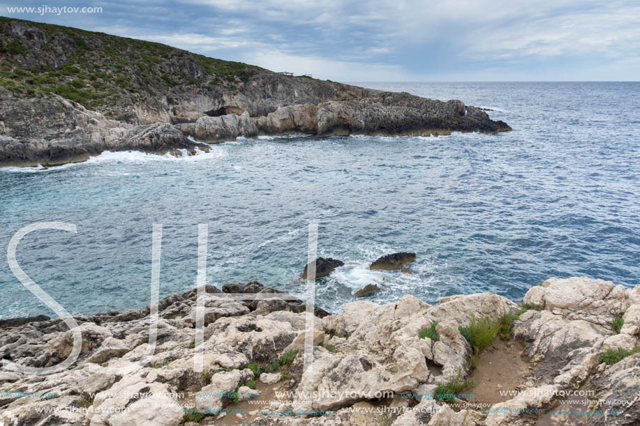 Panorama of Limnionas beach bay at Zakynthos island, Greece