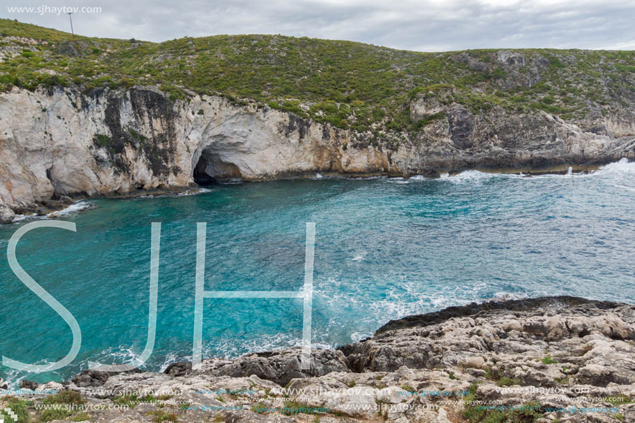 Panorama of Limnionas beach bay at Zakynthos island, Greece