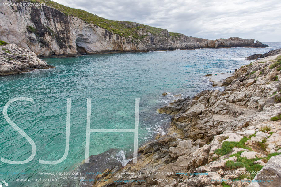 Panorama of Limnionas beach bay at Zakynthos island, Greece