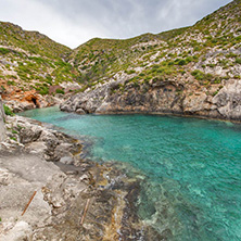 Panorama of Limnionas beach bay at Zakynthos island, Greece