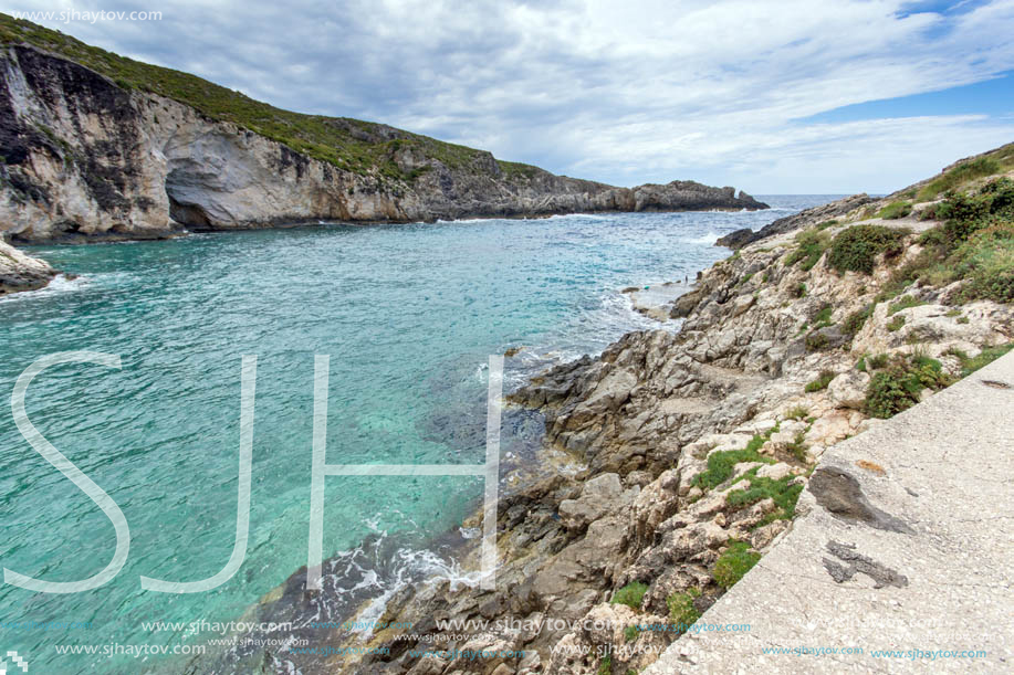 Panorama of Limnionas beach bay at Zakynthos island, Greece