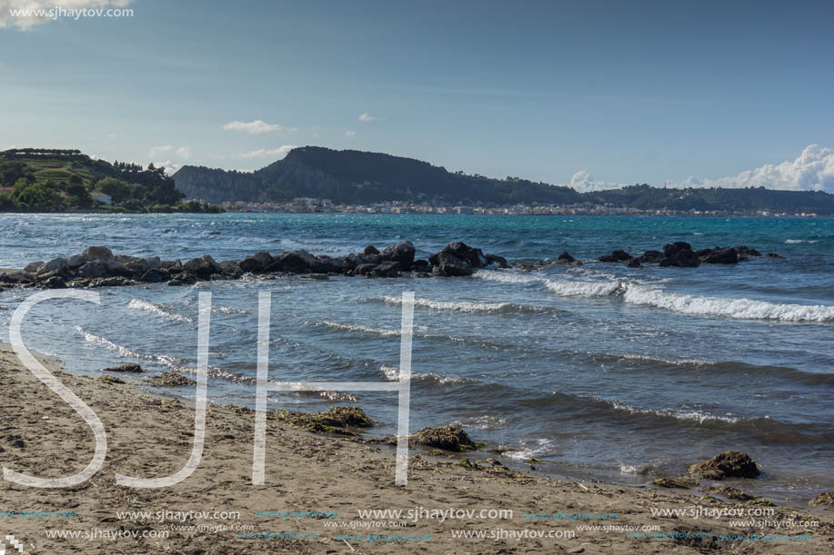 Panorama of Argassi beach, Zakynthos island, Greece