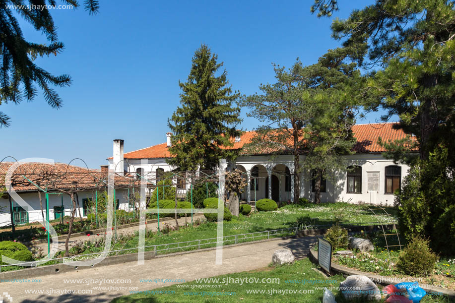 LYASKOVSKI MONASTERY, VELIKO TARNOVO, BULGARIA - APRIL 11, 2017: Medieval buildings in Lyaskovski Monastery St. Peter and  St. Paul near village of Arbanasi, Veliko Tarnovo region, Bulgaria