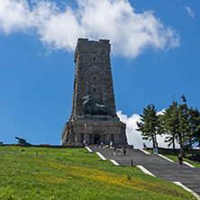 SHIPKA, BULGARIA - JULY 6, 2018:  Summer view of Monument to Liberty Shipka, Stara Zagora Region, Bulgaria