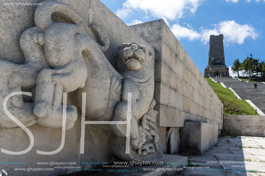 SHIPKA, BULGARIA - JULY 6, 2018:  Summer view of Monument to Liberty Shipka, Stara Zagora Region, Bulgaria