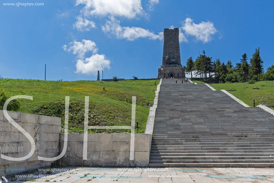 SHIPKA, BULGARIA - JULY 6, 2018:  Summer view of Monument to Liberty Shipka, Stara Zagora Region, Bulgaria