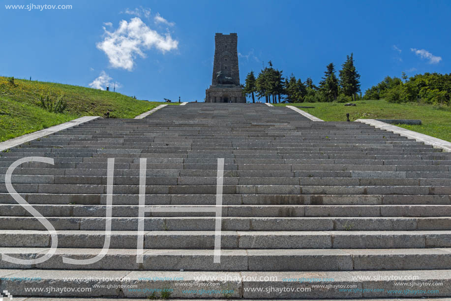 SHIPKA, BULGARIA - JULY 6, 2018:  Summer view of Monument to Liberty Shipka, Stara Zagora Region, Bulgaria