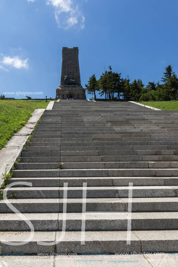 SHIPKA, BULGARIA - JULY 6, 2018:  Summer view of Monument to Liberty Shipka, Stara Zagora Region, Bulgaria