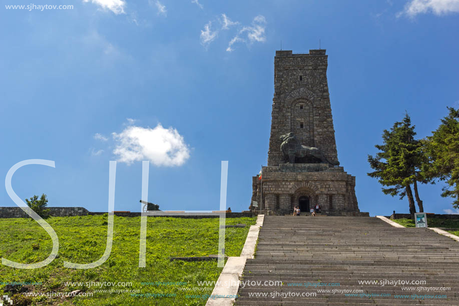 SHIPKA, BULGARIA - JULY 6, 2018:  Summer view of Monument to Liberty Shipka, Stara Zagora Region, Bulgaria