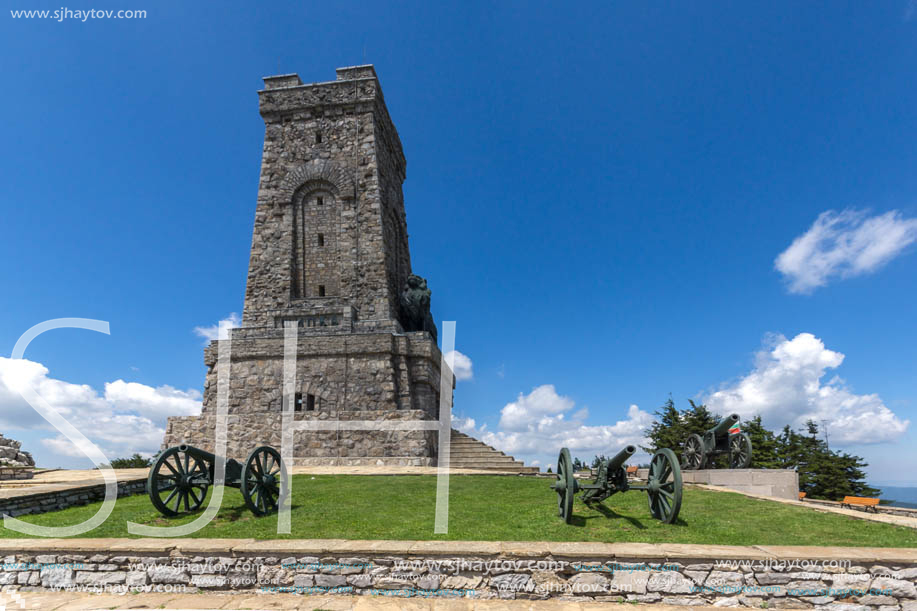 SHIPKA, BULGARIA - JULY 6, 2018:  Summer view of Monument to Liberty Shipka, Stara Zagora Region, Bulgaria