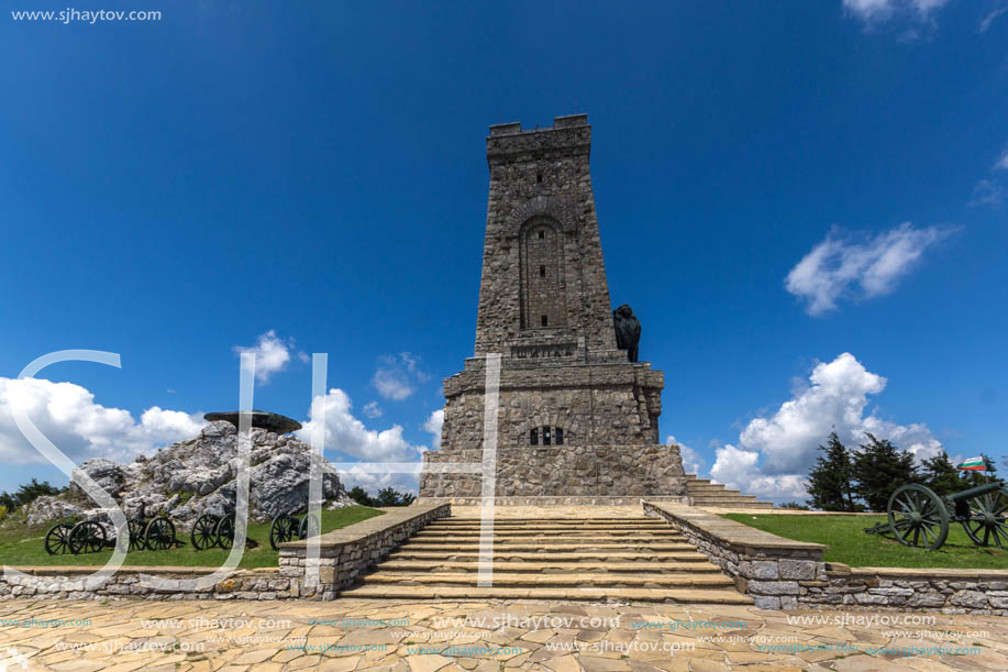 SHIPKA, BULGARIA - JULY 6, 2018:  Summer view of Monument to Liberty Shipka, Stara Zagora Region, Bulgaria