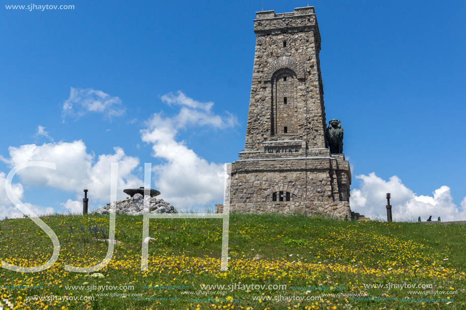 SHIPKA, BULGARIA - JULY 6, 2018:  Summer view of Monument to Liberty Shipka, Stara Zagora Region, Bulgaria