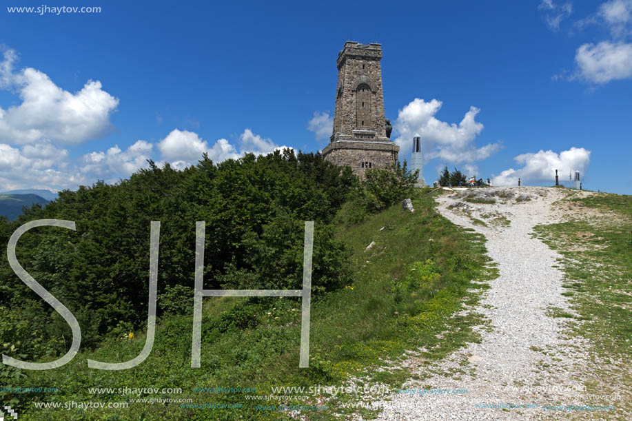 SHIPKA, BULGARIA - JULY 6, 2018:  Summer view of Monument to Liberty Shipka, Stara Zagora Region, Bulgaria