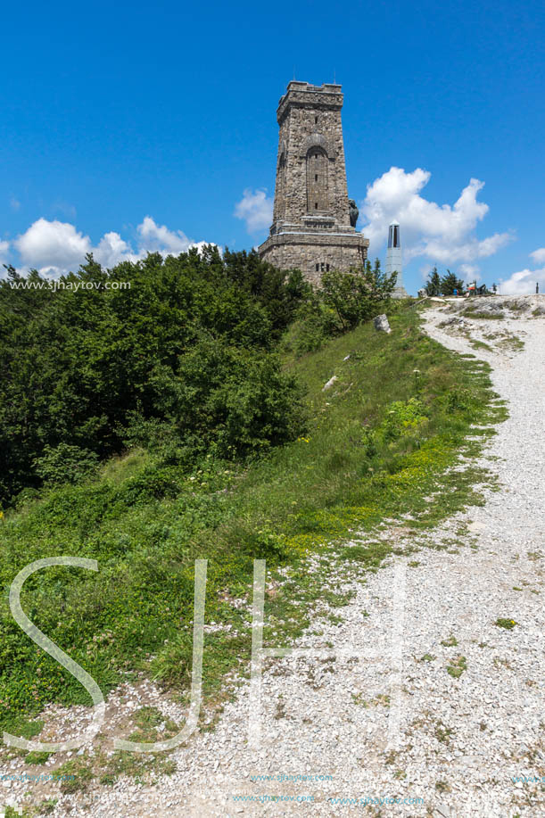 SHIPKA, BULGARIA - JULY 6, 2018:  Summer view of Monument to Liberty Shipka, Stara Zagora Region, Bulgaria