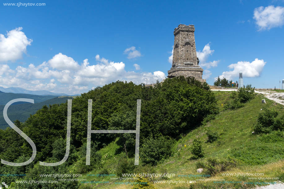 SHIPKA, BULGARIA - JULY 6, 2018:  Summer view of Monument to Liberty Shipka, Stara Zagora Region, Bulgaria