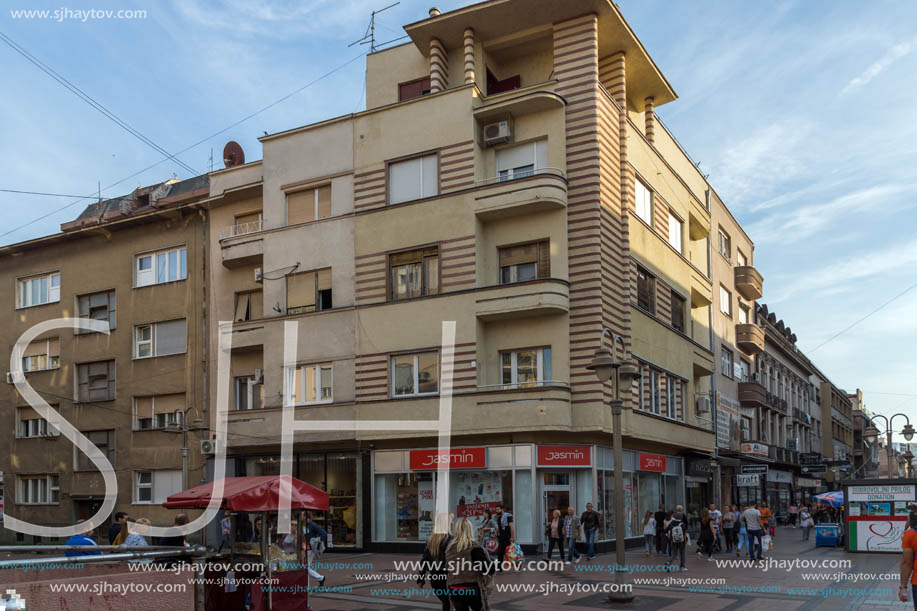 NIS, SERBIA- OCTOBER 21, 2017: Walking people on central street of City of Nis, Serbia