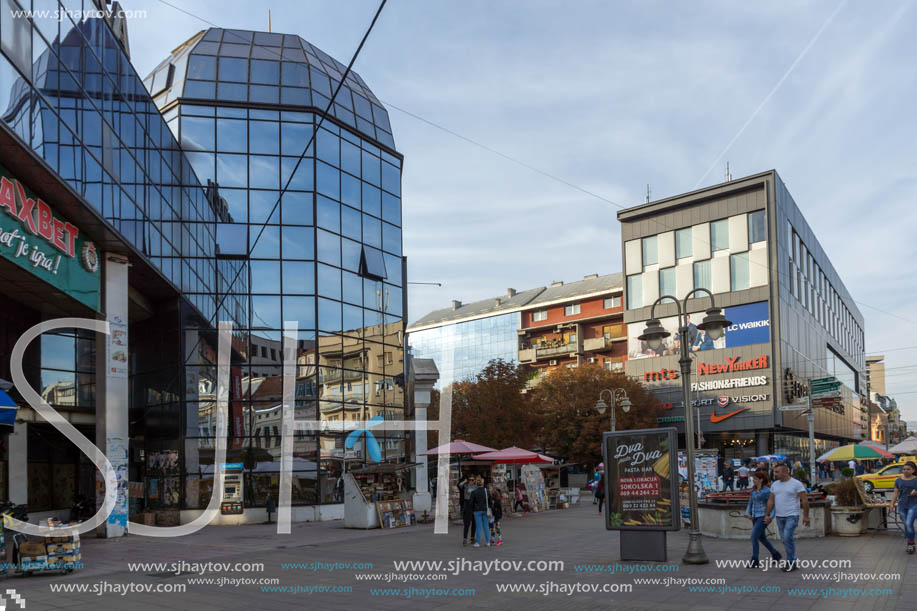 NIS, SERBIA- OCTOBER 21, 2017: Walking people on central street of City of Nis, Serbia