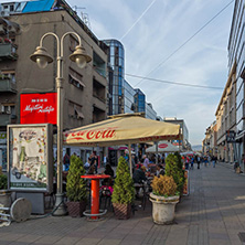 NIS, SERBIA- OCTOBER 21, 2017: Walking people on central street of City of Nis, Serbia
