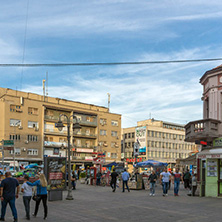 NIS, SERBIA- OCTOBER 21, 2017: Walking people on central street of City of Nis, Serbia