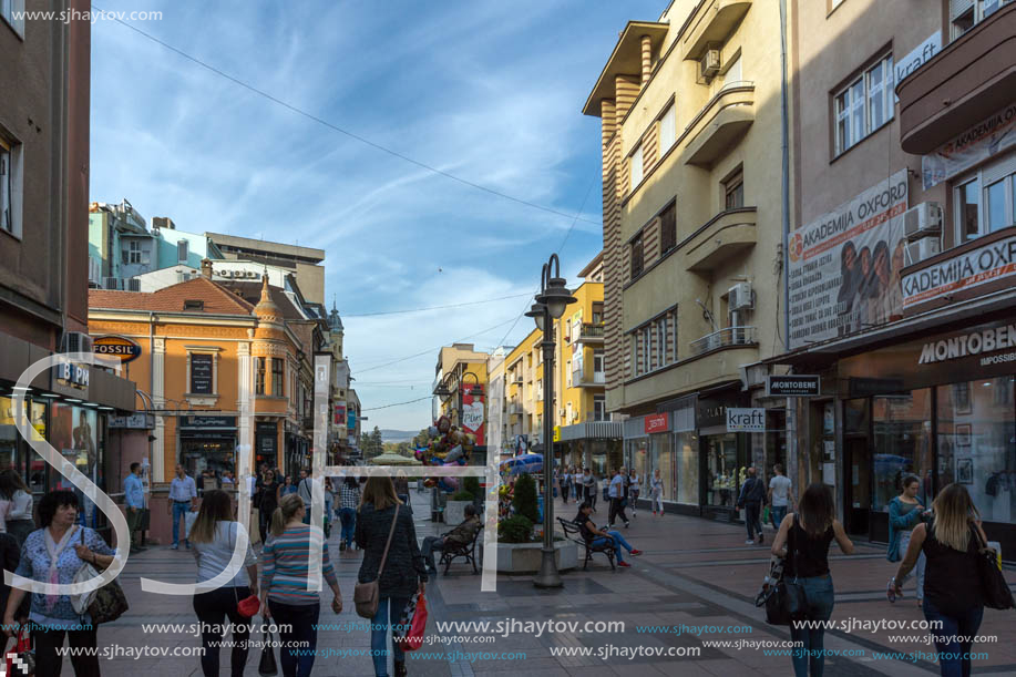 NIS, SERBIA- OCTOBER 21, 2017: Walking people on central street of City of Nis, Serbia