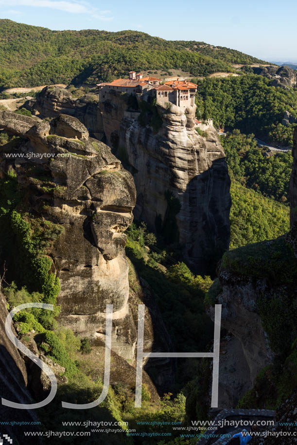 Amazing view of Holy Monastery of Varlaam in Meteora, Thessaly, Greece