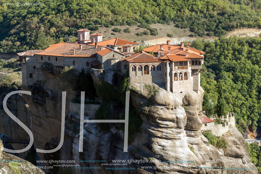 Amazing view of Holy Monastery of Varlaam in Meteora, Thessaly, Greece