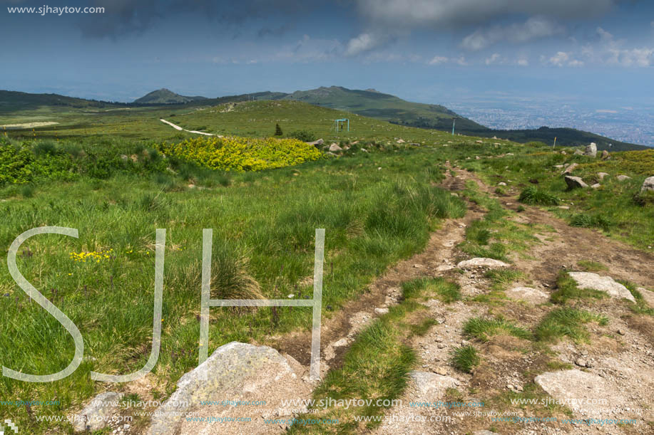 Landscape with hills of Vitosha Mountain, Sofia City Region, Bulgaria