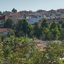 NEA FOKEA, KASSANDRA, CHALKIDIKI, GREECE - JUNE 24, 2014: Panorama to resort of Nea Fokea at Kassandra peninsula, Chalkidiki, Central Macedonia, Greece