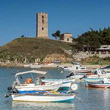 NEA FOKEA, KASSANDRA, CHALKIDIKI, GREECE - JUNE 24, 2014: Port of Nea Fokea at Kassandra peninsula, Chalkidiki, Central Macedonia, Greece