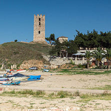 NEA FOKEA, KASSANDRA, CHALKIDIKI, GREECE - JUNE 24, 2014: Port of Nea Fokea at Kassandra peninsula, Chalkidiki, Central Macedonia, Greece