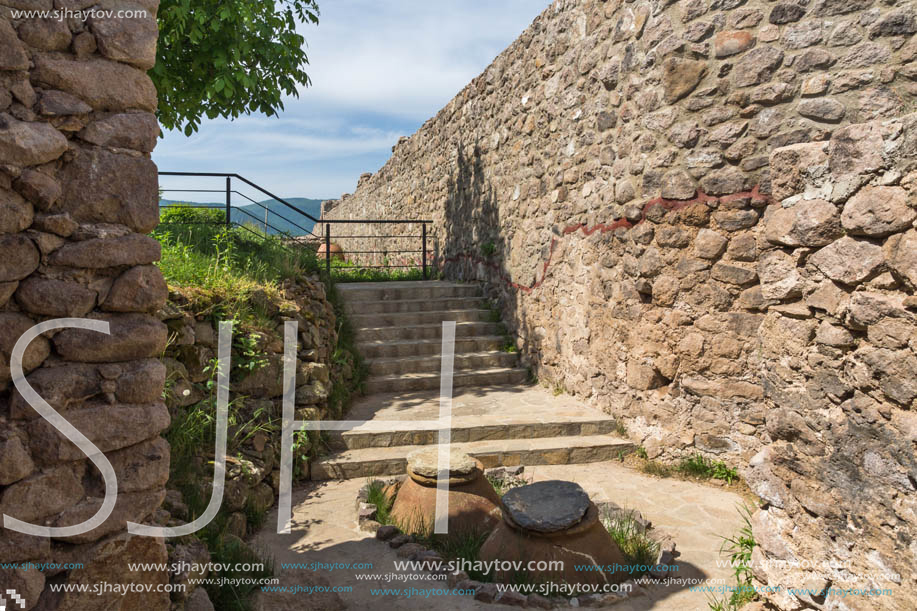 PERISTERA FORTRESS, PESHTERA, BULGARIA - MAY 5, 2018: Ruins of Ancient Byzantine fortress The Peristera in town of Peshtera, Pazardzhik Region, Bulgaria