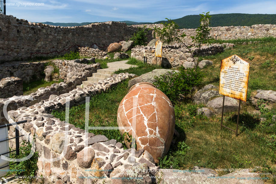 PERISTERA FORTRESS, PESHTERA, BULGARIA - MAY 5, 2018: Ruins of Ancient Byzantine fortress The Peristera in town of Peshtera, Pazardzhik Region, Bulgaria