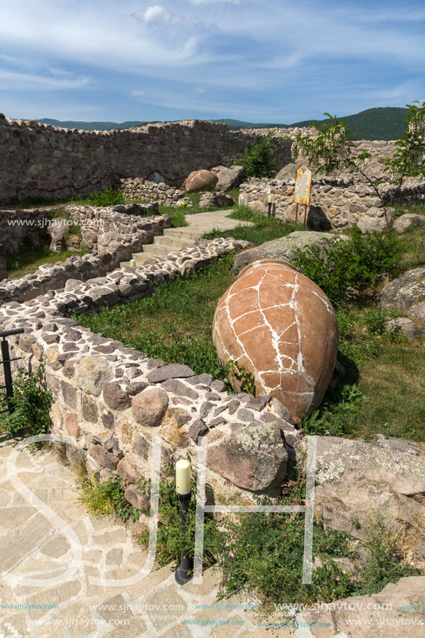 PERISTERA FORTRESS, PESHTERA, BULGARIA - MAY 5, 2018: Ruins of Ancient Byzantine fortress The Peristera in town of Peshtera, Pazardzhik Region, Bulgaria