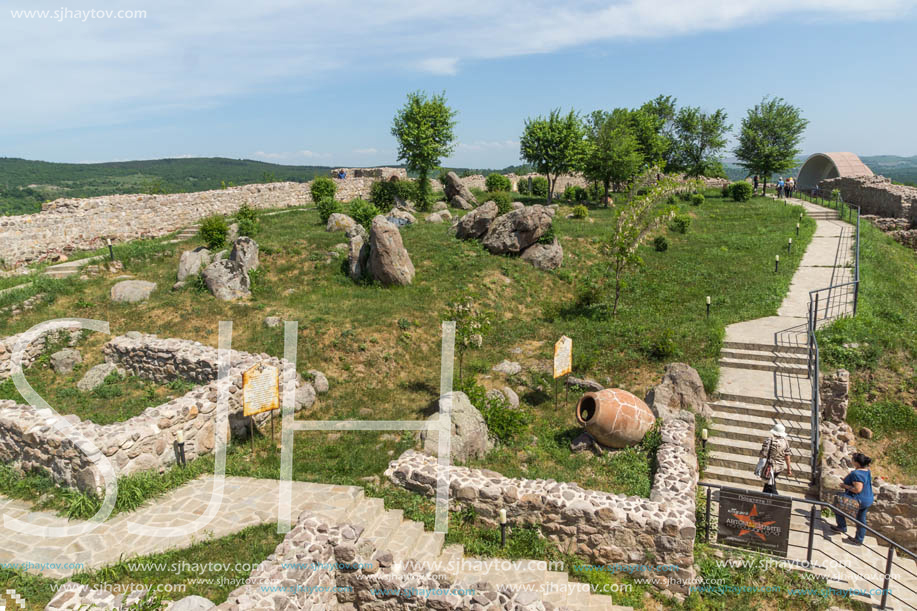 PERISTERA FORTRESS, PESHTERA, BULGARIA - MAY 5, 2018: Ruins of Ancient Byzantine fortress The Peristera in town of Peshtera, Pazardzhik Region, Bulgaria