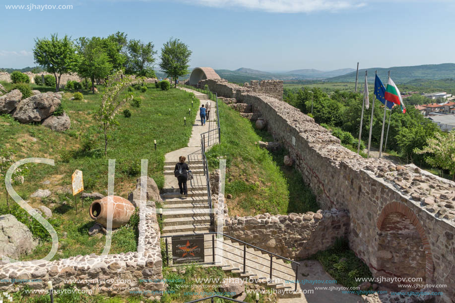 PERISTERA FORTRESS, PESHTERA, BULGARIA - MAY 5, 2018: Ruins of Ancient Byzantine fortress The Peristera in town of Peshtera, Pazardzhik Region, Bulgaria