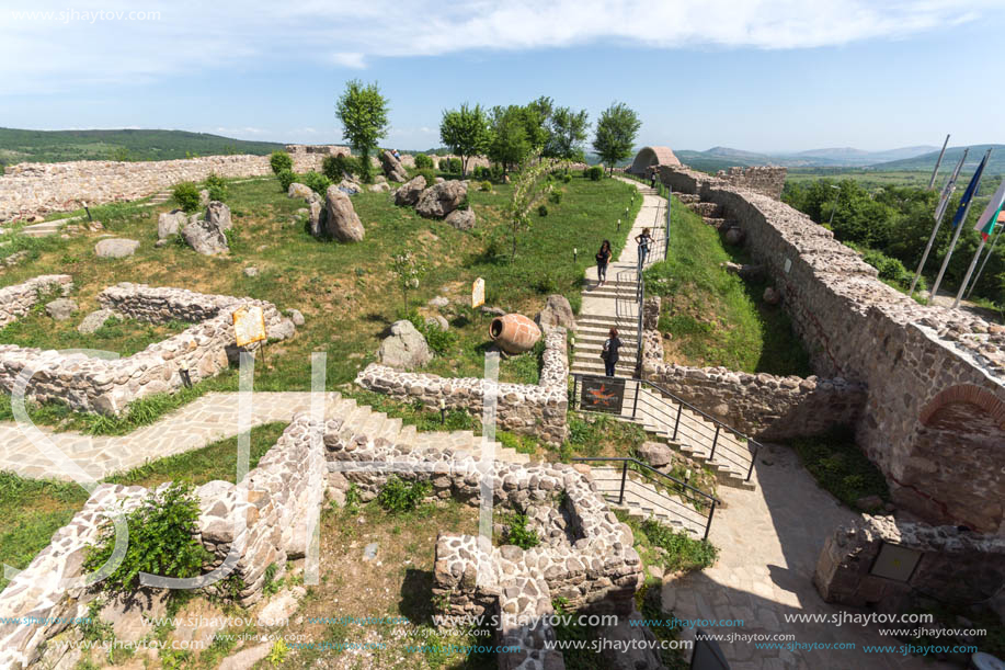 PERISTERA FORTRESS, PESHTERA, BULGARIA - MAY 5, 2018: Ruins of Ancient Byzantine fortress The Peristera in town of Peshtera, Pazardzhik Region, Bulgaria