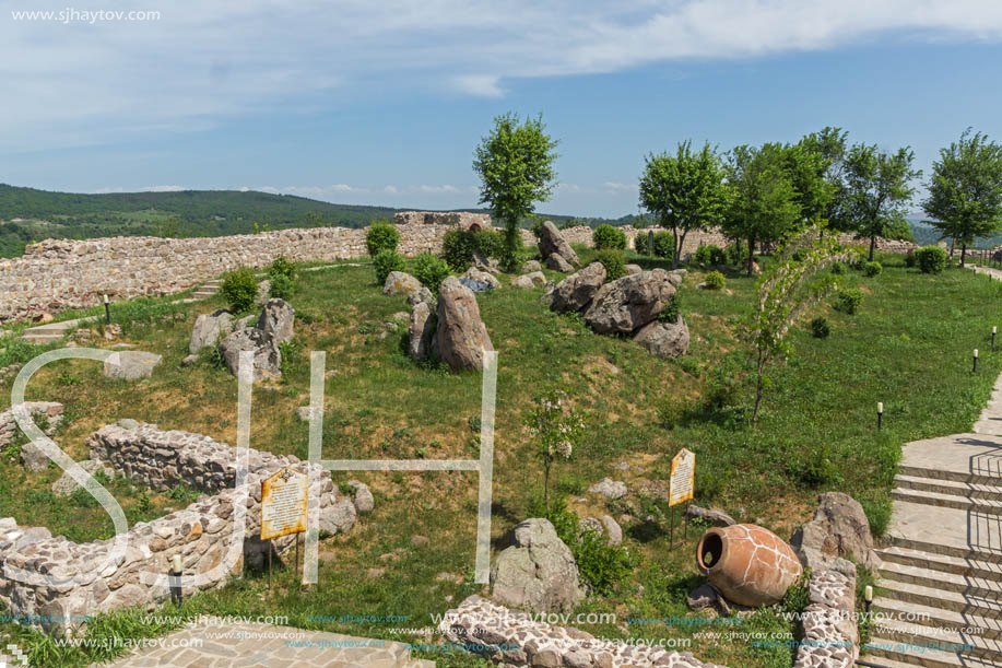 PERISTERA FORTRESS, PESHTERA, BULGARIA - MAY 5, 2018: Ruins of Ancient Byzantine fortress The Peristera in town of Peshtera, Pazardzhik Region, Bulgaria