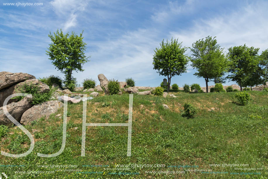 PERISTERA FORTRESS, PESHTERA, BULGARIA - MAY 5, 2018: Ruins of Ancient Byzantine fortress The Peristera in town of Peshtera, Pazardzhik Region, Bulgaria