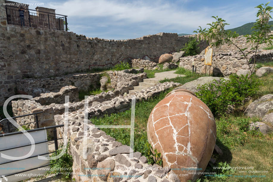 PERISTERA FORTRESS, PESHTERA, BULGARIA - MAY 5, 2018: Ruins of Ancient Byzantine fortress The Peristera in town of Peshtera, Pazardzhik Region, Bulgaria