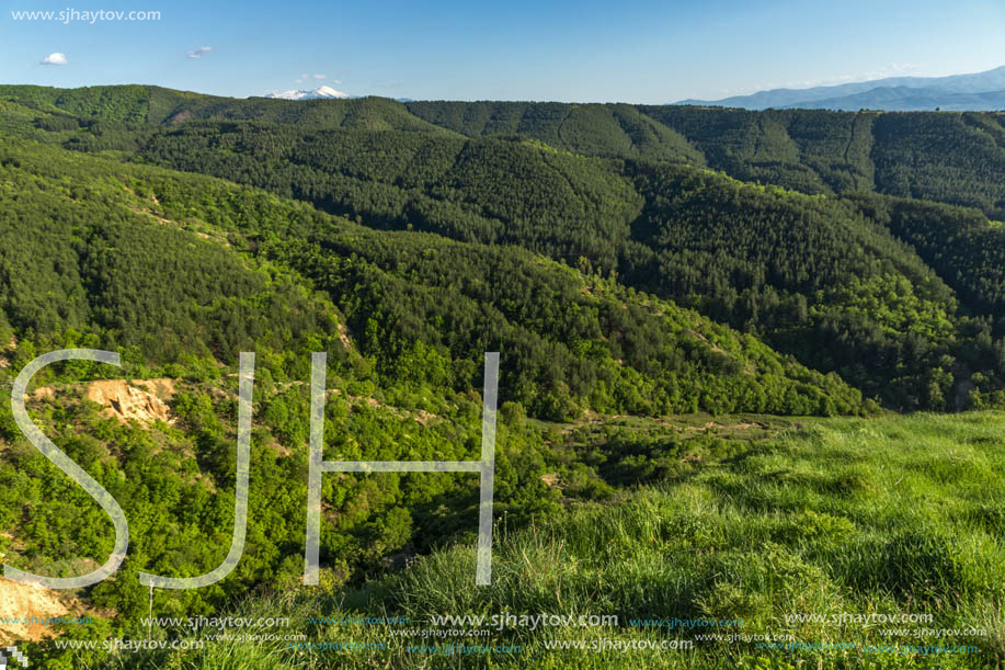 Amazing Spring Landscape near rock formation Stob pyramids, Rila Mountain, Kyustendil region, Bulgaria